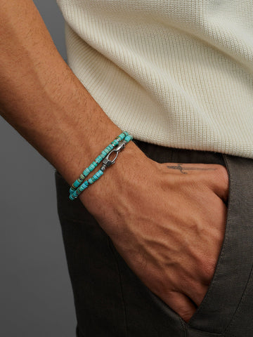 Nialaya Men's Beaded Bracelet Turquoise Heishi Wrap Bracelet Turquoise Heishi Wrap Bracelet